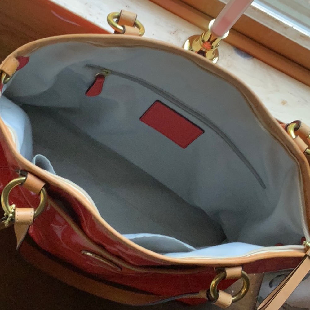 Coach Orange Patent Leather Tote Bag - Picture 6 of 7